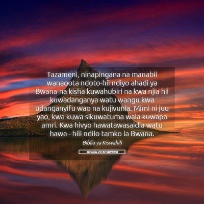 Picture 05 - Yeremia 23:32 SWHULB - Tazameni, ninapingana na manabii wanaoota - Bible Verse Picture