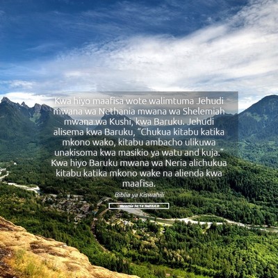 Picture 05 - Yeremia 36:14 SWHULB - Kwa hiyo maafisa wote walimtuma Jehudi mwana wa - Bible Verse Picture