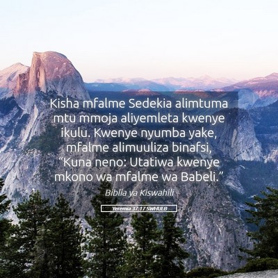 Picture 05 - Yeremia 37:17 SWHULB - Kisha mfalme Sedekia alimtuma mtu mmoja - Bible Verse Picture