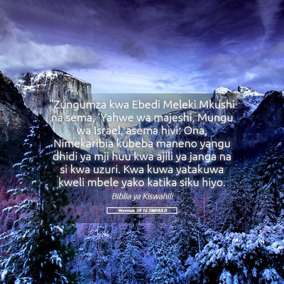 Picture 05 - Yeremia 39:16 SWHULB - “Zungumza kwa Ebedi Meleki Mkushi na sema, - Bible Verse Picture