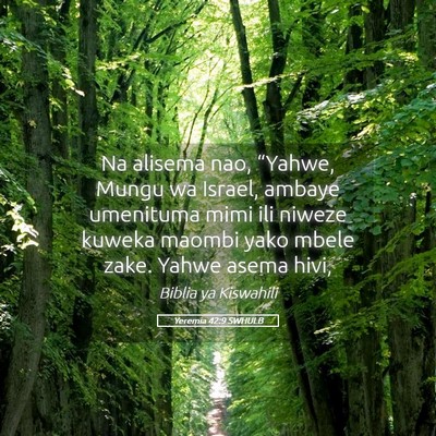 Picture 05 - Yeremia 42:9 SWHULB - Na alisema nao, “Yahwe, Mungu wa Israel, ambaye - Bible Verse Picture
