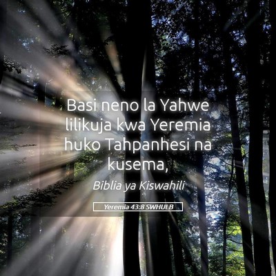 Picture 05 - Yeremia 43:8 SWHULB - Basi neno la Yahwe lilikuja kwa Yeremia huko - Bible Verse Picture