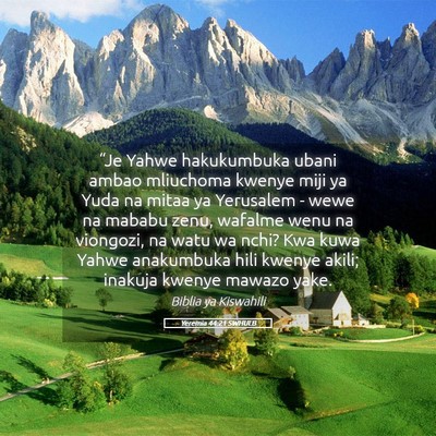 Picture 05 - Yeremia 44:21 SWHULB - “Je Yahwe hakukumbuka ubani ambao mliuchoma - Bible Verse Picture