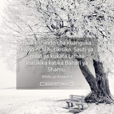 Picture 05 - Yeremia 49:21 SWHULB - Kwa kishindo cha kuanguka kwao nchi hutikisika. - Bible Verse Picture