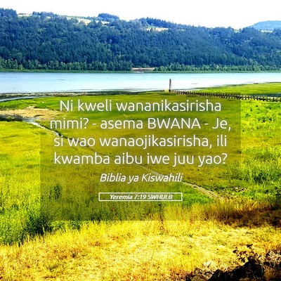 Picture 05 - Yeremia 7:19 SWHULB - Ni kweli wananikasirisha mimi? - asema BWANA - - Bible Verse Picture