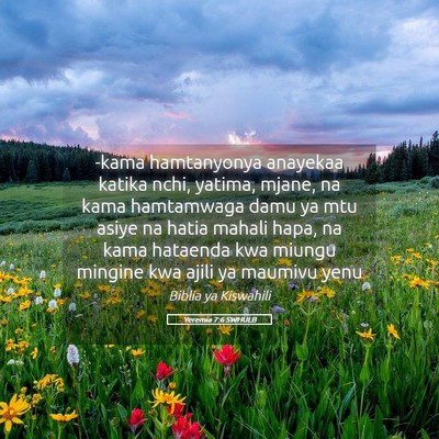 Picture 05 - Yeremia 7:6 SWHULB - -kama hamtanyonya anayekaa katika nchi, yatima, - Bible Verse Picture