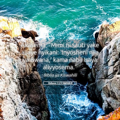 Picture 05 - Yohana 1:23 SWHULB - Akasema, “Mimi ni sauti yake aliaye nyikani: - Bible Verse Picture