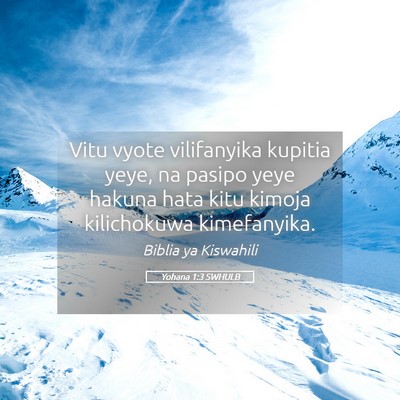 Picture 05 - Yohana 1:3 SWHULB - Vitu vyote vilifanyika kupitia yeye, na pasipo - Bible Verse Picture