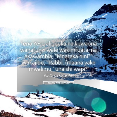 Picture 05 - Yohana 1:38 SWHULB - Tena Yesu aligeuka na kuwaona wanafunzi wale - Bible Verse Picture