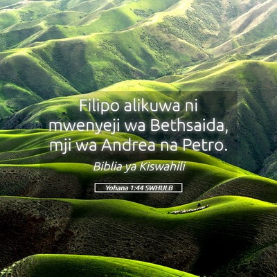 Picture 05 - Yohana 1:44 SWHULB - Filipo alikuwa ni mwenyeji wa Bethsaida, mji wa - Bible Verse Picture