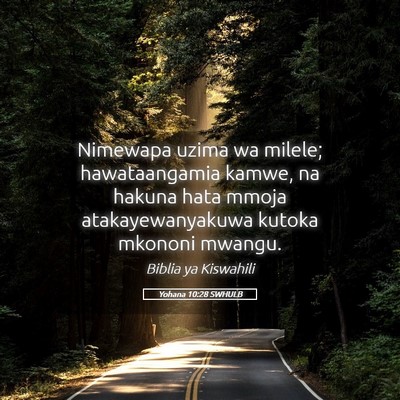 Picture 05 - Yohana 10:28 SWHULB - Nimewapa uzima wa milele; hawataangamia kamwe, na - Bible Verse Picture