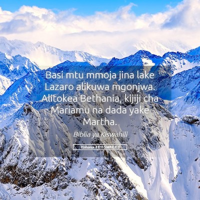 Picture 05 - Yohana 11:1 SWHULB - Basi mtu mmoja jina lake Lazaro alikuwa mgonjwa. - Bible Verse Picture