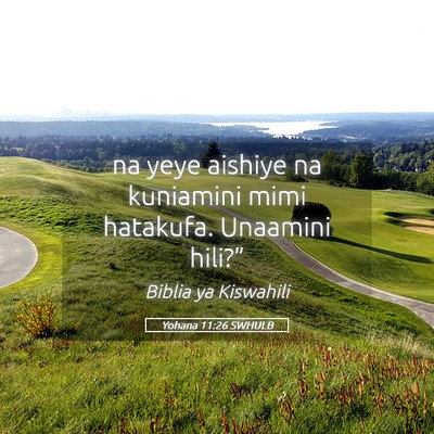 Picture 05 - Yohana 11:26 SWHULB - na yeye aishiye na kuniamini mimi hatakufa. - Bible Verse Picture