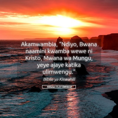 Picture 05 - Yohana 11:27 SWHULB - Akamwambia, “Ndiyo, Bwana naamini kwamba wewe - Bible Verse Picture