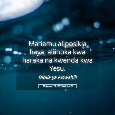 Picture 05 - Yohana 11:29 SWHULB - Mariamu aliposikia haya, aliinuka kwa haraka na - Bible Verse Picture