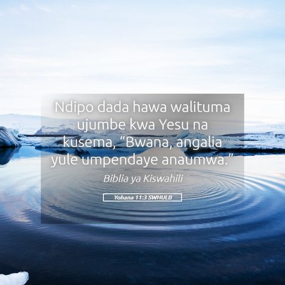 Picture 05 - Yohana 11:3 SWHULB - Ndipo dada hawa walituma ujumbe kwa Yesu na - Bible Verse Picture