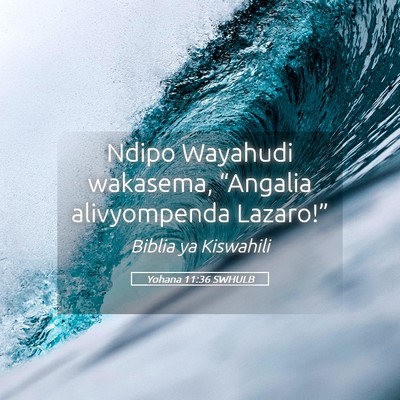 Picture 05 - Yohana 11:36 SWHULB - Ndipo Wayahudi wakasema, “Angalia alivyompenda - Bible Verse Picture