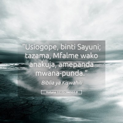 Picture 05 - Yohana 12:15 SWHULB - “Usiogope, binti Sayuni; tazama, Mfalme wako - Bible Verse Picture