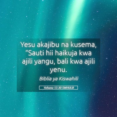 Picture 05 - Yohana 12:30 SWHULB - Yesu akajibu na kusema, “Sauti hii haikuja kwa - Bible Verse Picture