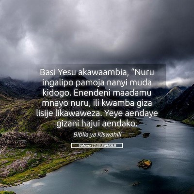 Picture 05 - Yohana 12:35 SWHULB - Basi Yesu akawaambia, “Nuru ingalipo pamoja - Bible Verse Picture