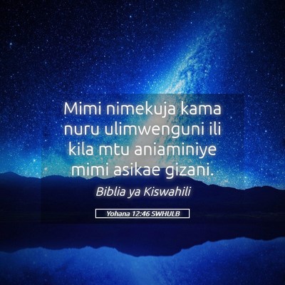 Picture 05 - Yohana 12:46 SWHULB - Mimi nimekuja kama nuru ulimwenguni ili kila mtu - Bible Verse Picture