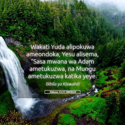 Picture 05 - Yohana 13:31 SWHULB - Wakati Yuda alipokuwa ameondoka, Yesu alisema, - Bible Verse Picture