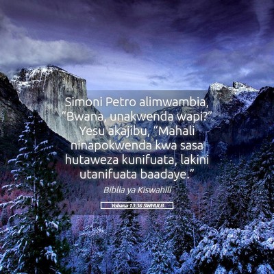 Picture 05 - Yohana 13:36 SWHULB - Simoni Petro alimwambia, “Bwana, unakwenda - Bible Verse Picture