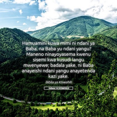 Picture 05 - Yohana 14:10 SWHULB - Hamuamini kuwa mimi ni ndani ya Baba, na Baba yu - Bible Verse Picture