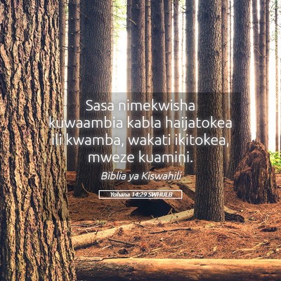 Picture 05 - Yohana 14:29 SWHULB - Sasa nimekwisha kuwaambia kabla haijatokea ili - Bible Verse Picture