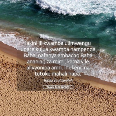 Picture 05 - Yohana 14:31 SWHULB - lakini ili kwamba ulimwengu upate kujua kwamba - Bible Verse Picture