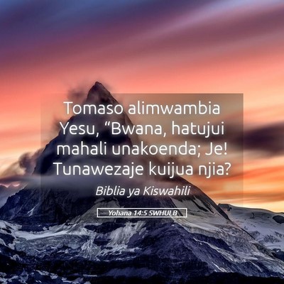 Picture 05 - Yohana 14:5 SWHULB - Tomaso alimwambia Yesu, “Bwana, hatujui mahali - Bible Verse Picture