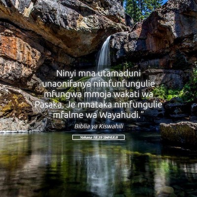 Picture 05 - Yohana 18:39 SWHULB - Ninyi mna utamaduni unaonifanya nimfunfungulie - Bible Verse Picture