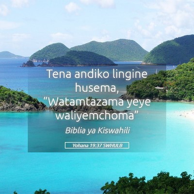 Picture 05 - Yohana 19:37 SWHULB - Tena andiko lingine husema, “Watamtazama yeye - Bible Verse Picture