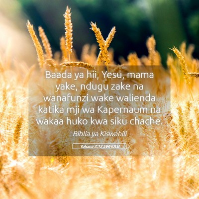 Picture 05 - Yohana 2:12 SWHULB - Baada ya hii, Yesu, mama yake, ndugu zake na - Bible Verse Picture