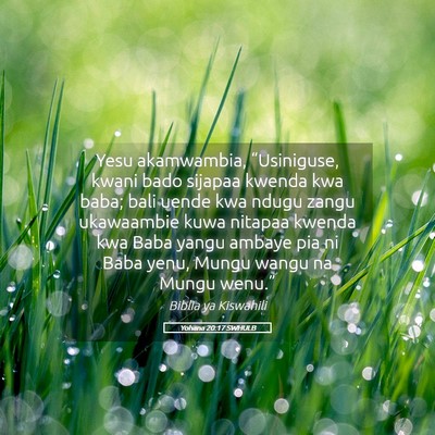 Picture 05 - Yohana 20:17 SWHULB - Yesu akamwambia, “Usiniguse, kwani bado sijapaa - Bible Verse Picture