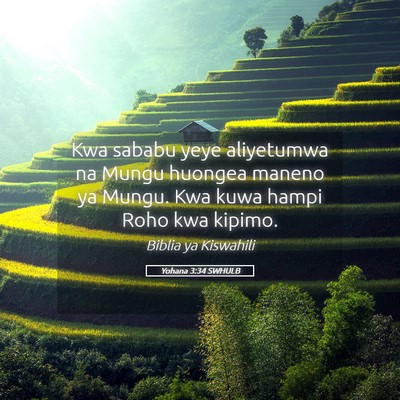Picture 05 - Yohana 3:34 SWHULB - Kwa sababu yeye aliyetumwa na Mungu huongea - Bible Verse Picture