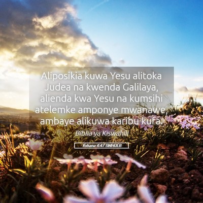 Picture 05 - Yohana 4:47 SWHULB - Aliposikia kuwa Yesu alitoka Judea na kwenda - Bible Verse Picture