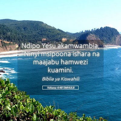 Picture 05 - Yohana 4:48 SWHULB - Ndipo Yesu akamwambia, “Ninyi msipoona ishara - Bible Verse Picture