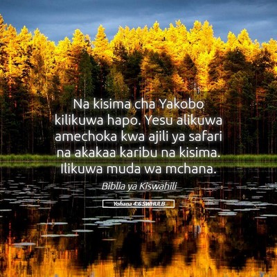 Picture 05 - Yohana 4:6 SWHULB - Na kisima cha Yakobo kilikuwa hapo. Yesu alikuwa - Bible Verse Picture