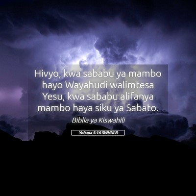 Picture 05 - Yohana 5:16 SWHULB - Hivyo, kwa sababu ya mambo hayo Wayahudi - Bible Verse Picture