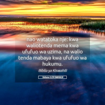 Picture 05 - Yohana 5:29 SWHULB - nao watatoka nje: kwa waliotenda mema kwa ufufuo - Bible Verse Picture