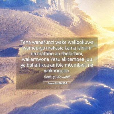 Picture 05 - Yohana 6:19 SWHULB - Tena wanafunzi wake walipokuwa wamepiga makasia - Bible Verse Picture