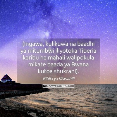 Picture 05 - Yohana 6:23 SWHULB - (Ingawa, kulikuwa na baadhi ya mitumbwi iliyotoka - Bible Verse Picture