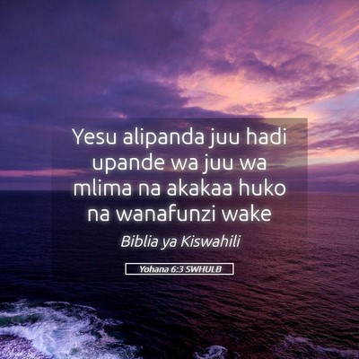 Picture 05 - Yohana 6:3 SWHULB - Yesu alipanda juu hadi upande wa juu wa mlima na - Bible Verse Picture