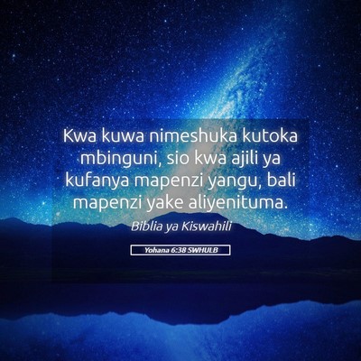Picture 05 - Yohana 6:38 SWHULB - Kwa kuwa nimeshuka kutoka mbinguni, sio kwa ajili - Bible Verse Picture