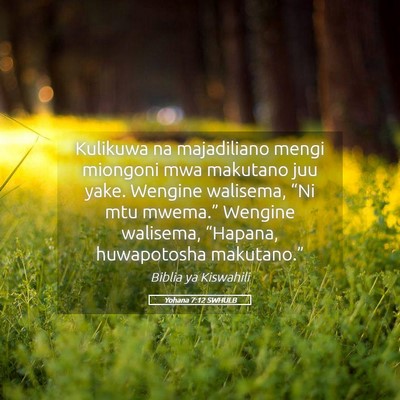 Picture 05 - Yohana 7:12 SWHULB - Kulikuwa na majadiliano mengi miongoni mwa - Bible Verse Picture