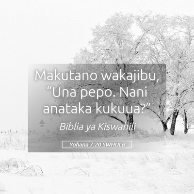 Picture 05 - Yohana 7:20 SWHULB - Makutano wakajibu, “Una pepo. Nani anataka - Bible Verse Picture
