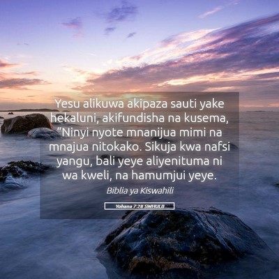 Picture 05 - Yohana 7:28 SWHULB - Yesu alikuwa akipaza sauti yake hekaluni, - Bible Verse Picture