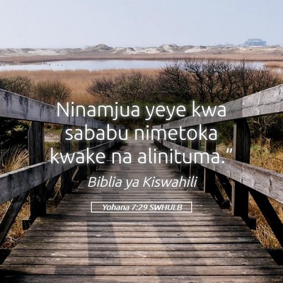 Picture 05 - Yohana 7:29 SWHULB - Ninamjua yeye kwa sababu nimetoka kwake na - Bible Verse Picture