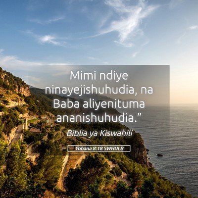 Picture 05 - Yohana 8:18 SWHULB - Mimi ndiye ninayejishuhudia, na Baba aliyenituma - Bible Verse Picture